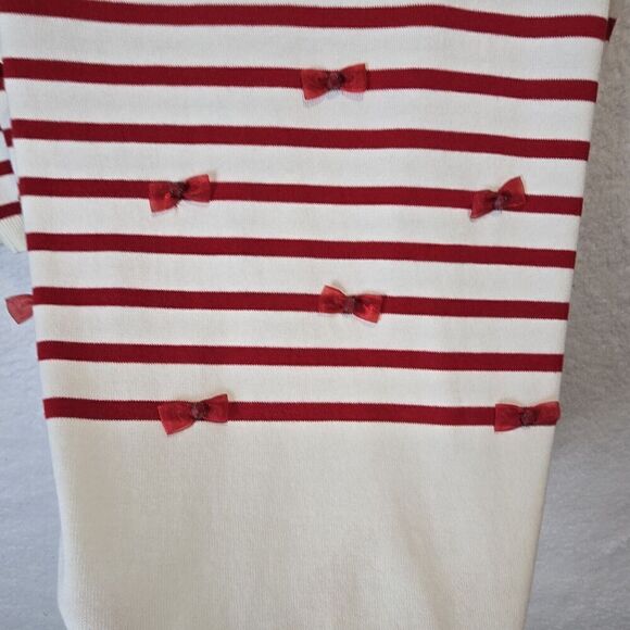 NWOT Talbots Red & Cream Striped & Rhinestone Bows Holiday Christmas Sweater 3X - Picture 8 of 13